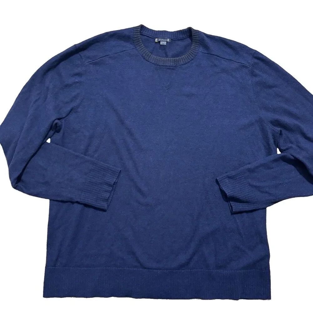 Smartwool Sparwood Sweater Mens XL Many Blue Crewneck Merino Wool Blend Pullover